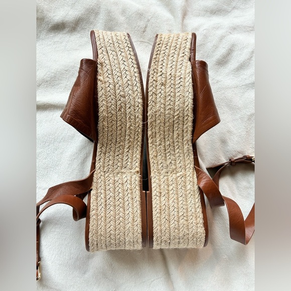ZARA Brown Platform Espadrille Sandals Size 39 (US 8.5 ) – Strappy Leather Look - Picture 2 of 8